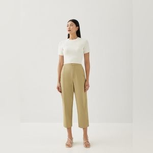 (NWT) Olive Green Pleat Peg Leg Pants